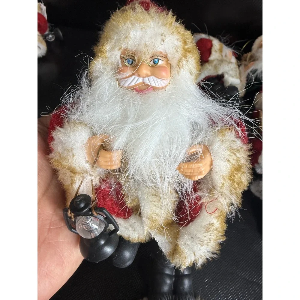 Lot of 8 Holiday Time‎ Santa Claus Christmas Ornaments Red White Faux Fur NWT
